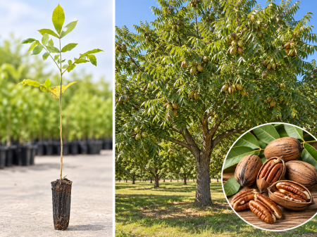 Pomi Fructiferi & Arbuști Exotici (De Grădină) - Nuc Pecan (Carya illinoinensis) 30-50 cm, la Tăviță Celulară Alveolară, Rezistent la Ger