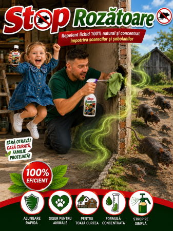 Toate produsele - Soluție de Alungat Șoareci și Șobolani - Stop Rozătoare, 100 ml