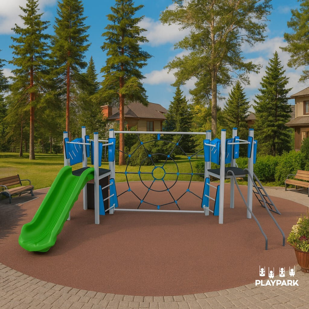 Complex de joacă Indigo-136 cu tobogan si perete de Escalada [5]