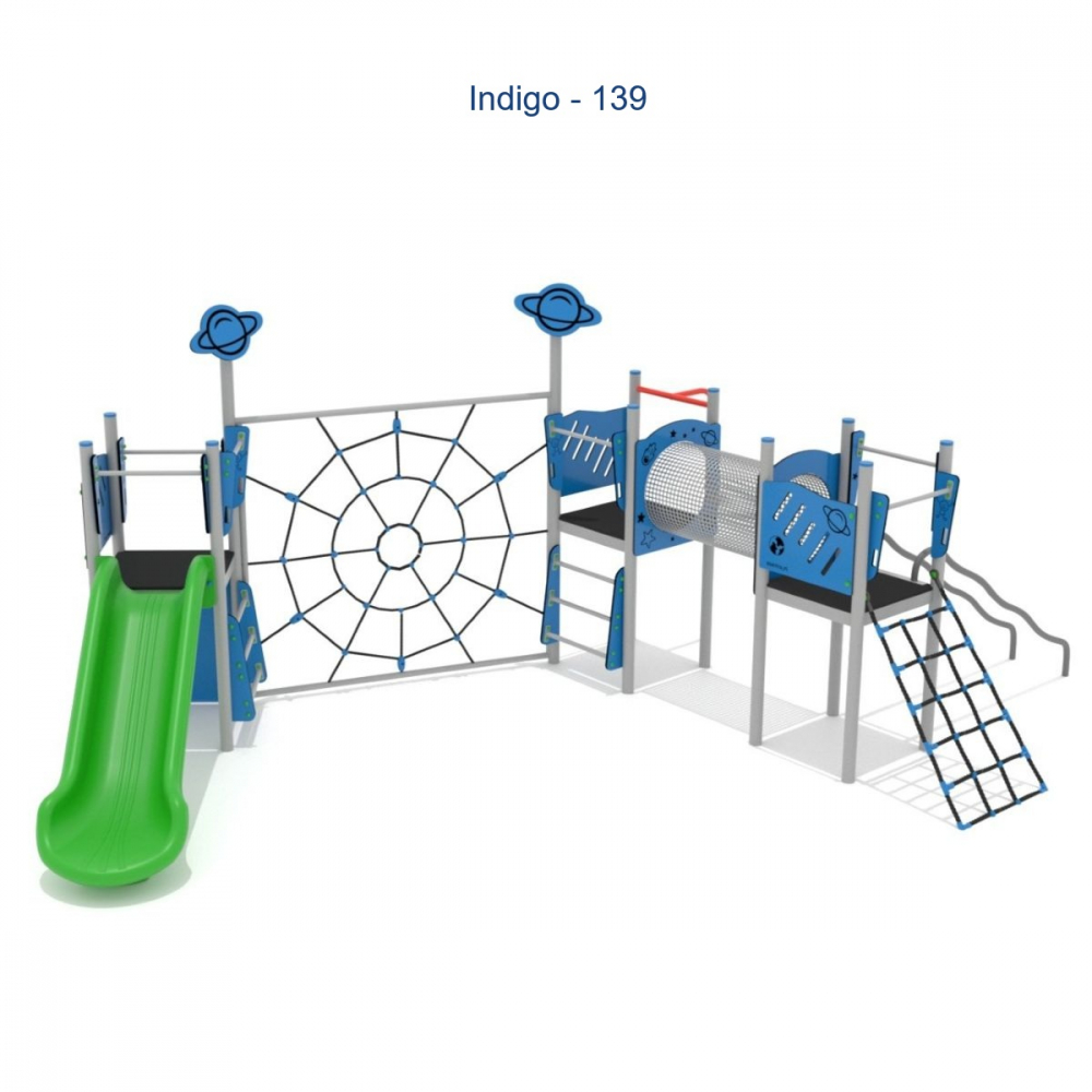 Уличный игровой комплекс Indigo-139 с горкой и элементами для лазания [1]