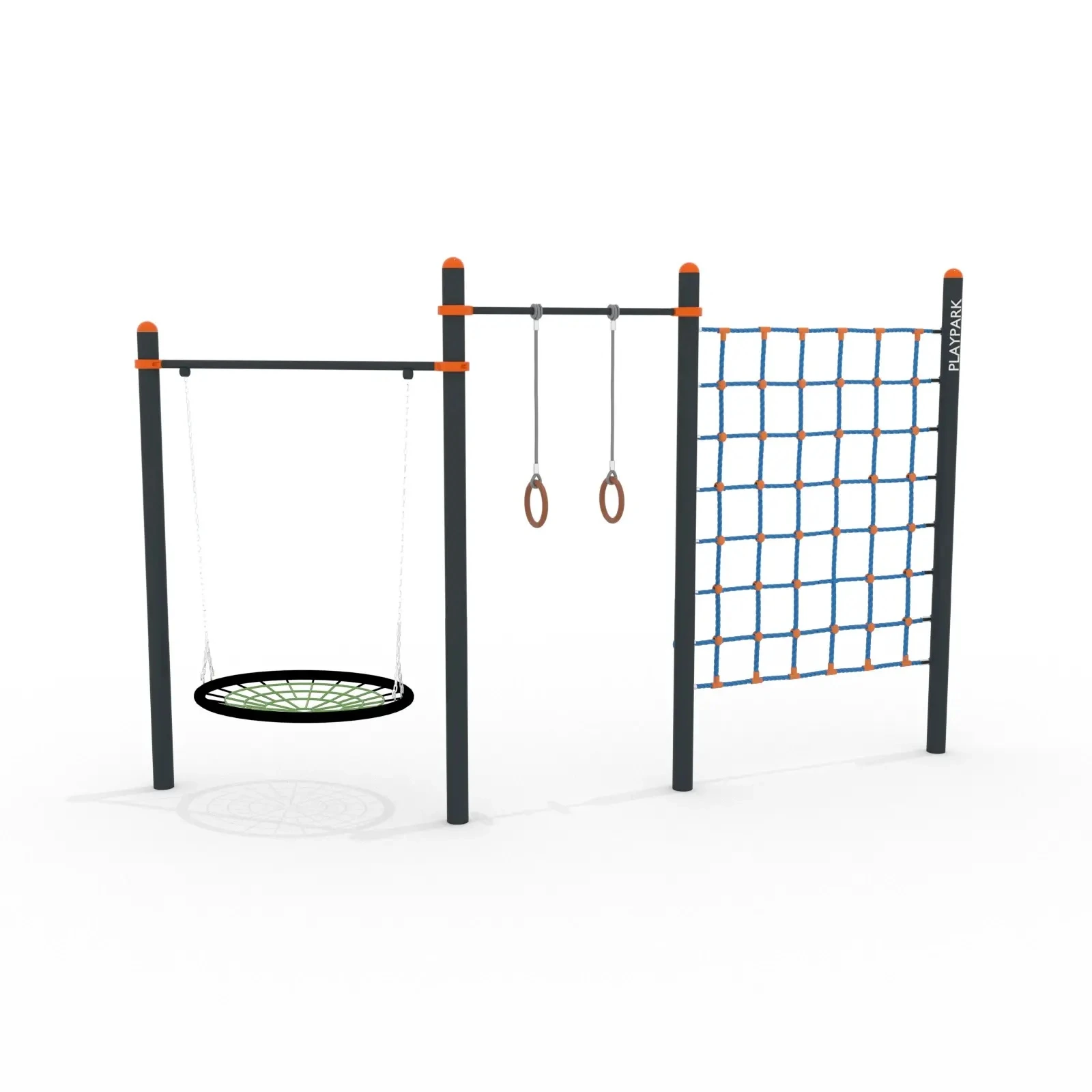 Complex sportiv Workout KIDS C-104 pentru copii, cu leagăn, bară de tracțiune, plasă de cățărare și inele [4]