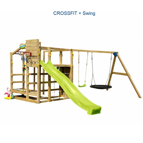 WOOD (pentru casă și grădină) - Complex de joaca CROSSFIT+Swing din lemn