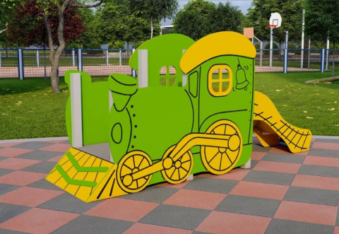 Complex de joaca cu tobogan Trenulet DS-54 cu tobogan [1]