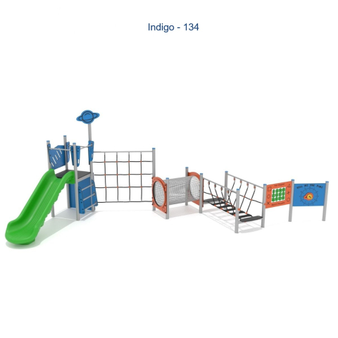 PREMIUM - Уличный игровой комплекс Indigo-134 с горкой, тоннелем и элементами для лазания