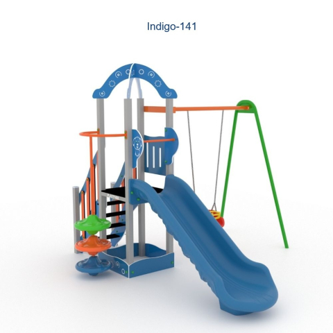 Уличный игровой комплекс Indigo-141 с горкой и качелями [1]