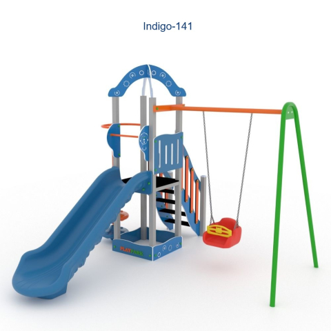 PREMIUM - Complex de joacă Indigo-141 cu tobogan si leagane