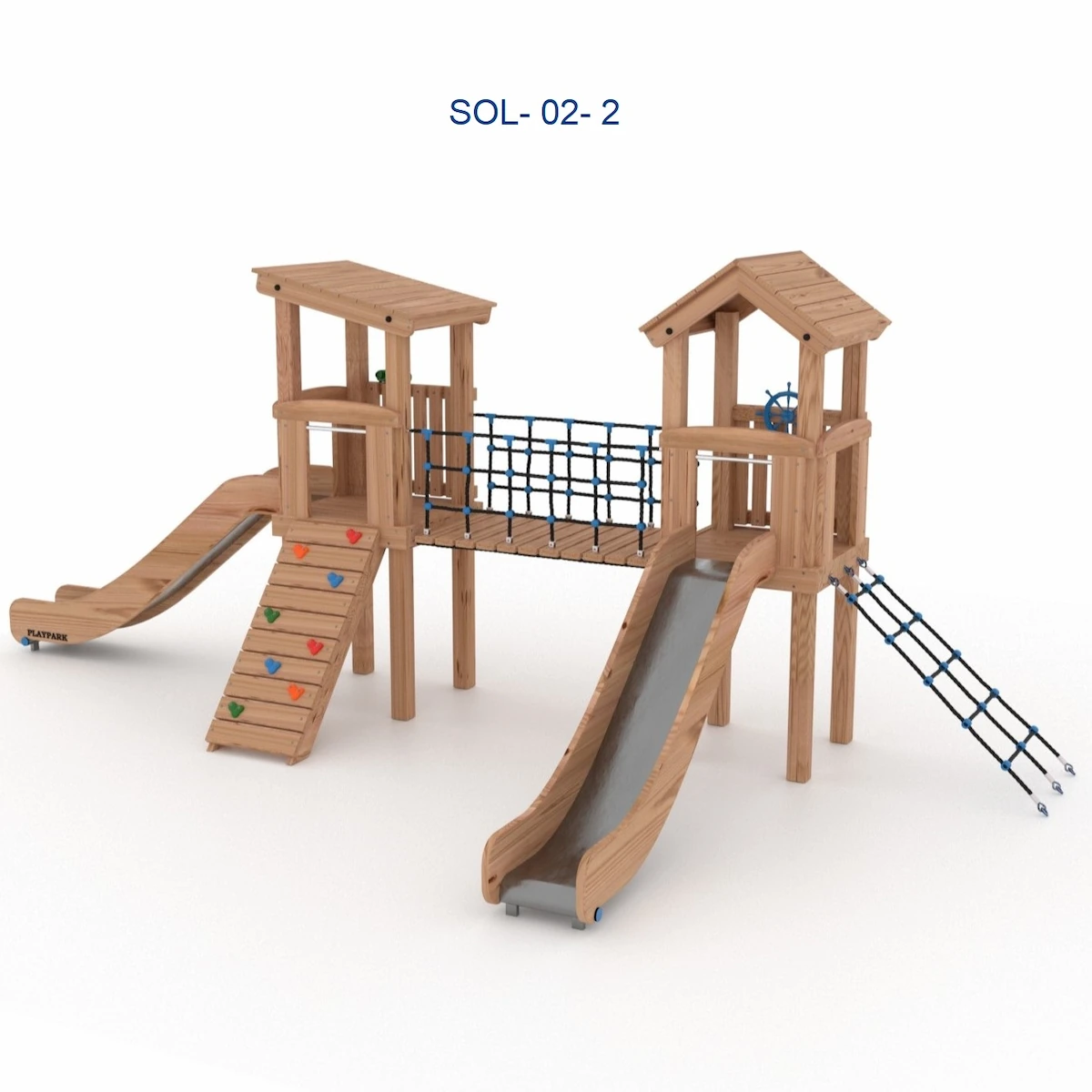 Noi adăugate - Complex de joacă din lemn SOL-02-2 pentru locuri de joacă