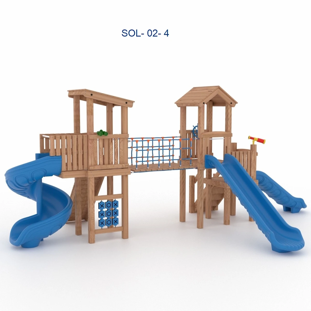 Игровые Комплексы - Деревянный игровой комплекс SOL-02-4 для детских площадок