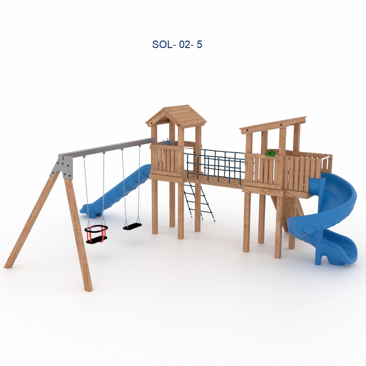 ROBINIA - Деревянный игровой комплекс с качелями SOL-02-5