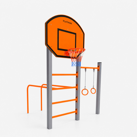 Complex sportiv DS-03 cu panou de baschet, bară orizontală, franghie și perete suedez pentru copii