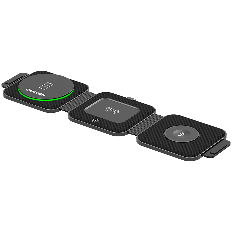 CANYON wireless charger WS-305 15W 3in1 Foldable Black [1]