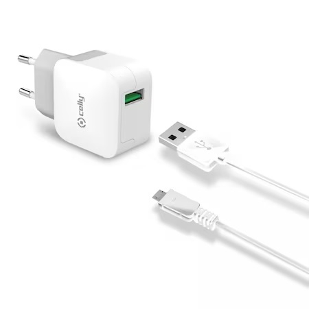Incarcator Retea Celly, Smart Charge, Cablu MicroUSB, Alb [1]