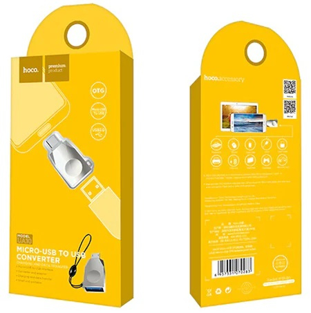 Adaptor Hoco OTG UA10, USB la MicroUSB, Argintiu [2]