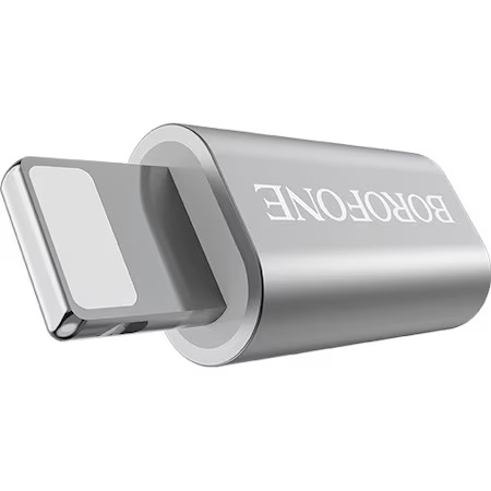 Adaptor MicroUSB to Lightning Borofone, BV5, Aluminiu, Incarcare si transfer, Argintiu [2]