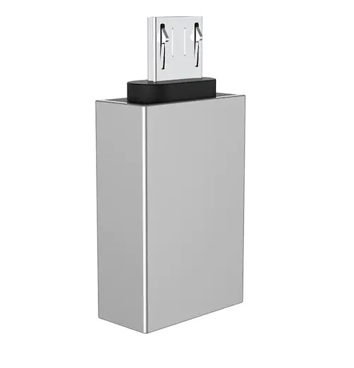 Adaptor OTG MicroUSB to USB Borofone, BV2, Aluminiu, Incarcare si transfer, Argintiu [1]