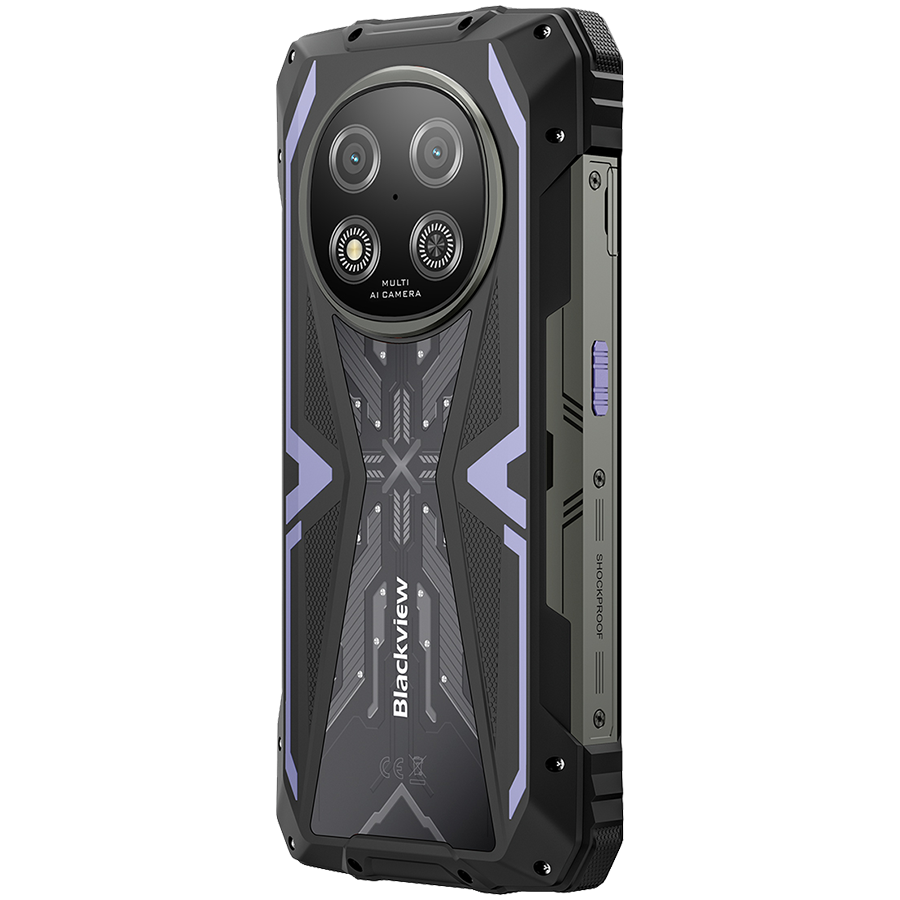 Blackview ROCK 2 5G 6.67-inch HD+ 1640x720 120Hz 12+256GB Unosoc T8100 Octa-Core 2.2GHz 13MP Front 16MP Rear NFC FG MIL-STD-810H 15000mAh Fingerprint Android 16 Purple [6]