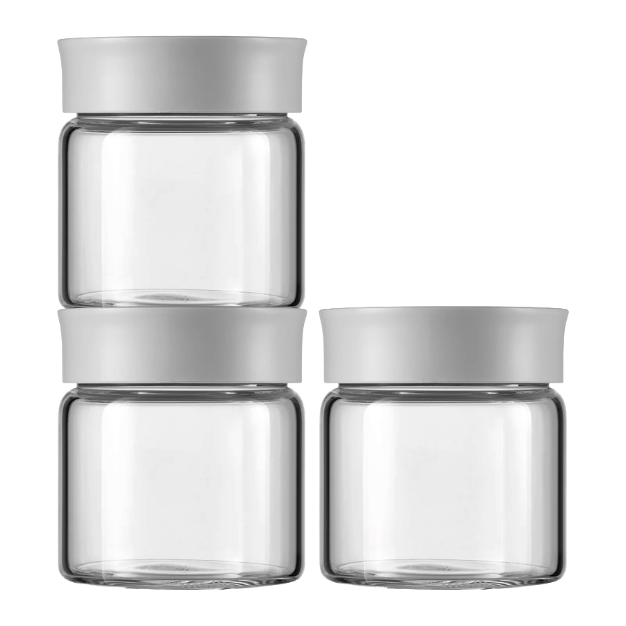 BUYDEEM Glass storage box 200ml x3, model CS1001, color Nordic Grey [1]