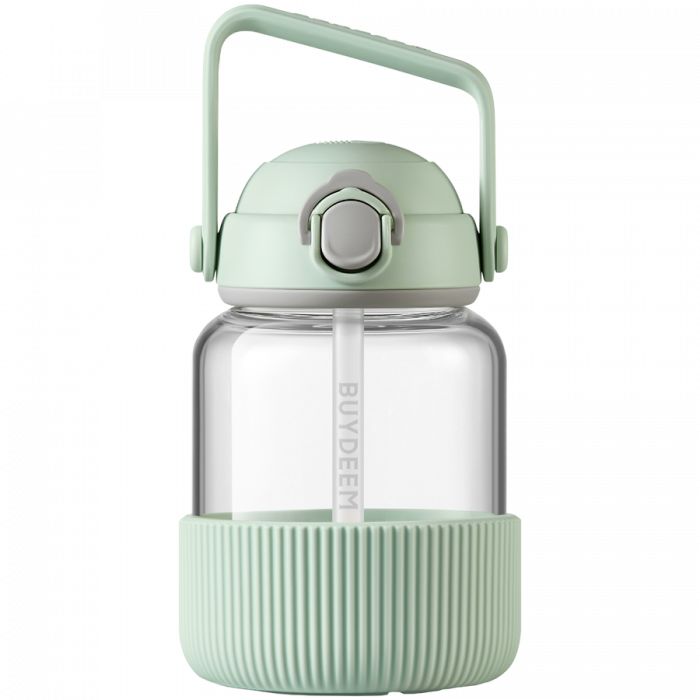 BUYDEEM Pop-Up Straw Glass Bottle 800 ml, model DG78, color Cozy Greenish [1]