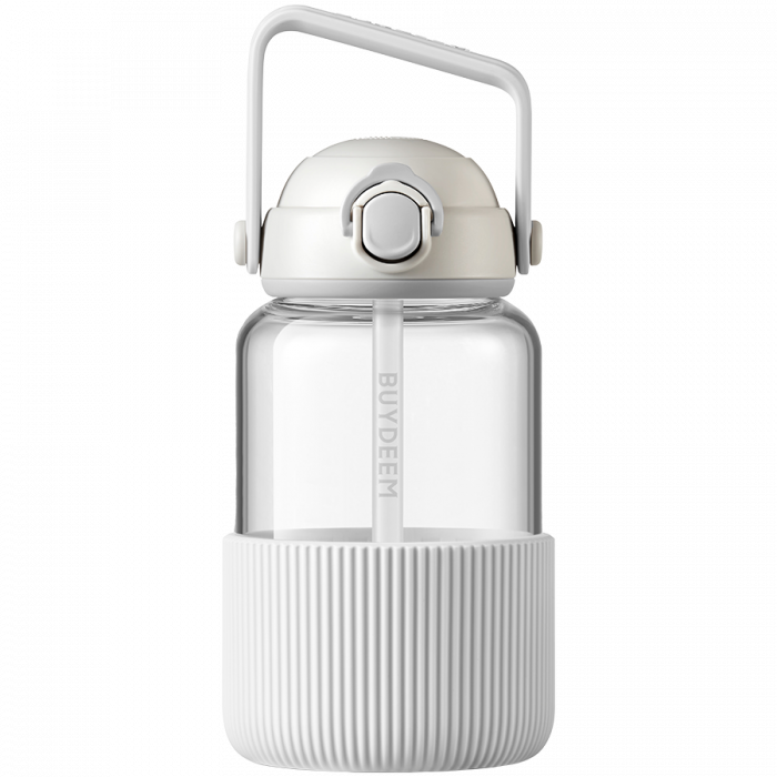 BUYDEEM Pop-Up Straw Glass Bottle, model DG710, color Oats White [1]
