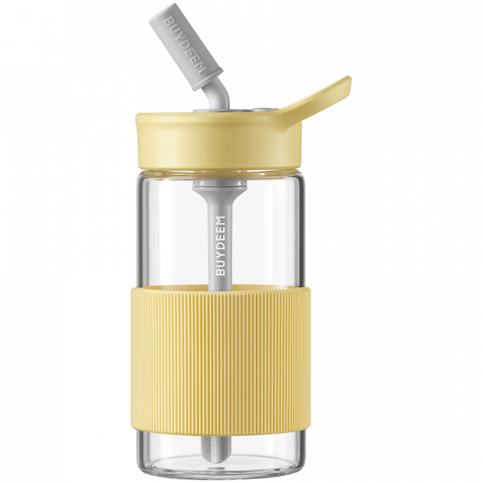BUYDEEM Portable Glass Straw Bottle, model CD1017, color Mellow Yellow [1]