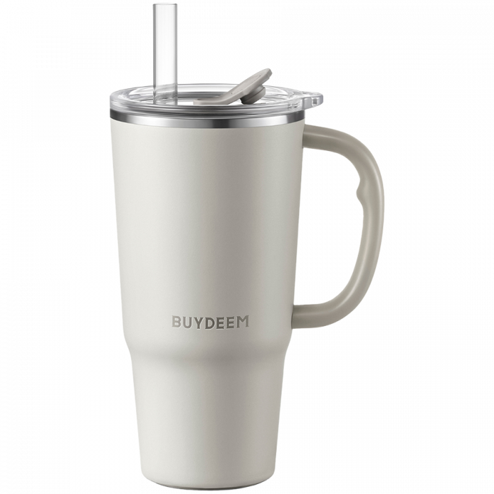 BUYDEEM Thermo Mug With Straw, model DS57, color Oats White [1]
