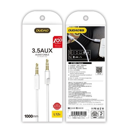 Cablu AUX mini jack, Dudao, 3.5 mm, 1m, Alb [2]
