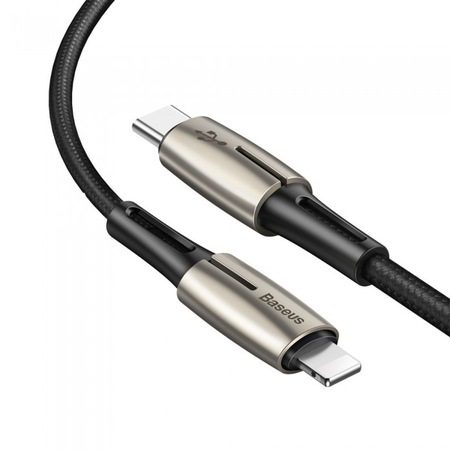 Cablu de date/incarcare Baseus, Water Drop Lamp tip Lightning/USB Type-C, 1.3M 18W, Negru [2]