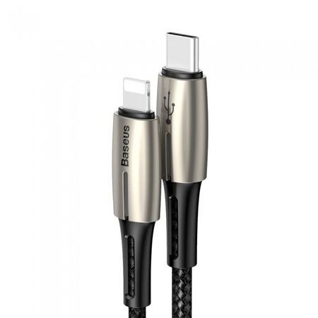 Cablu de date/incarcare Baseus, Water Drop Lamp tip Lightning/USB Type-C, 1.3M 18W, Negru [3]