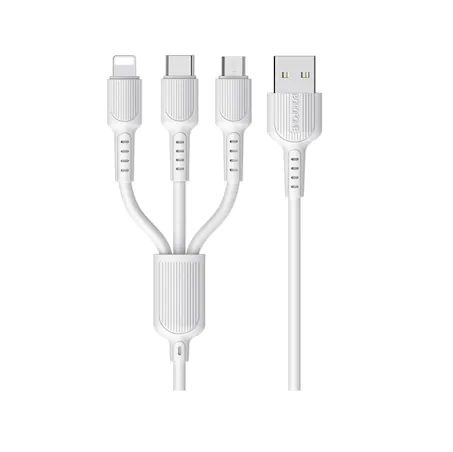 Cablu de incarcare Borofone, 3in1 MicroUSB/Lightning/USB-C, BX16 Easy, Alb [1]