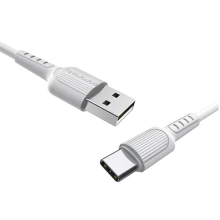 Cablu prevazut cu conectori USB tata si USB tip C, Borofone BX16 Easy, lungime 1m, alb [1]