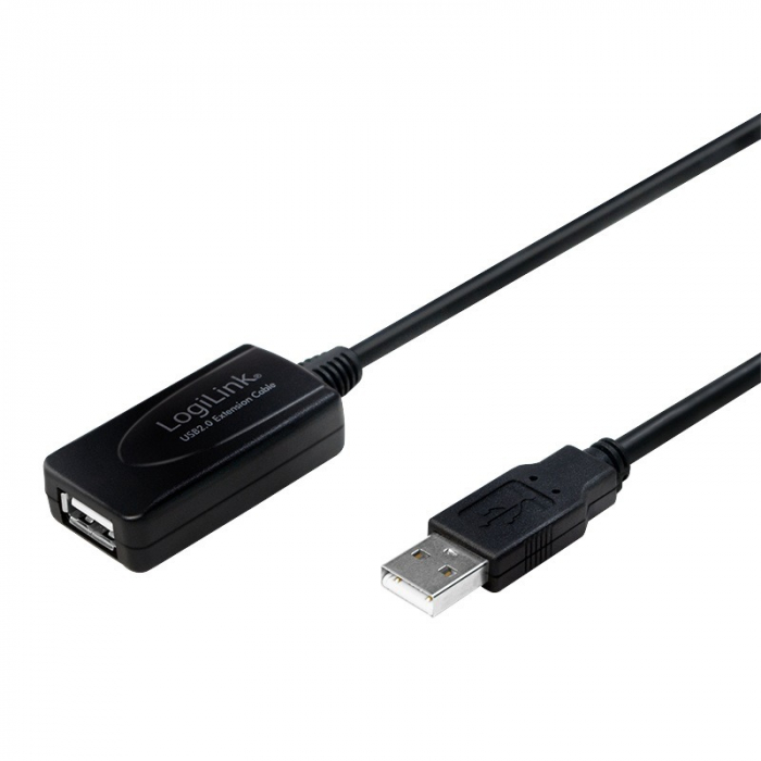 CABLU USB LOGILINK prelungitor USB 2.0T-USB 2.0M 10m NEGRU [1]