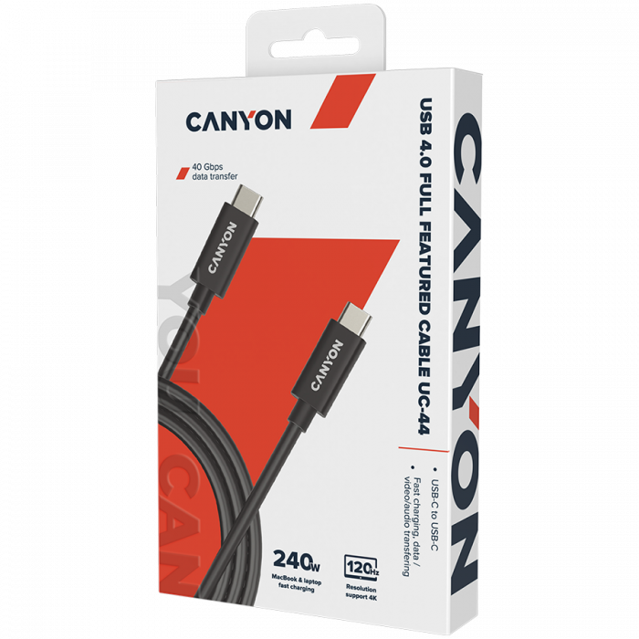 CANYON cable UC-44 USB-C to USB-C 240W 40Gbps 4k 1m Black [2]
