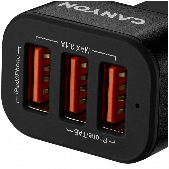 CANYON car charger C-06 3.1A/3USB-A Black [4]