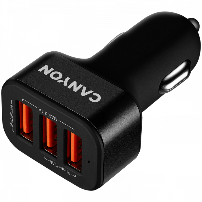 CANYON car charger C-06 3.1A/3USB-A Black [3]