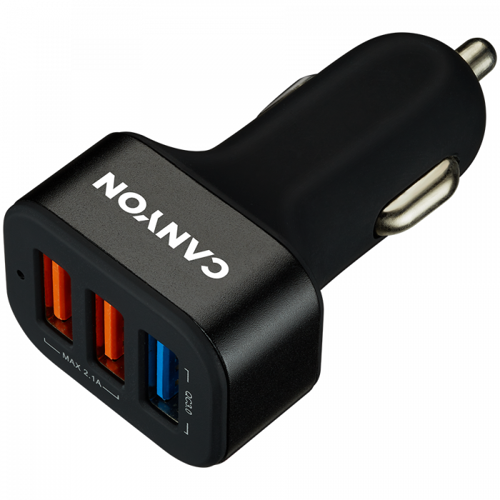 CANYON car charger C-07 QC 3.0 2.4A/3USB-A Black [1]
