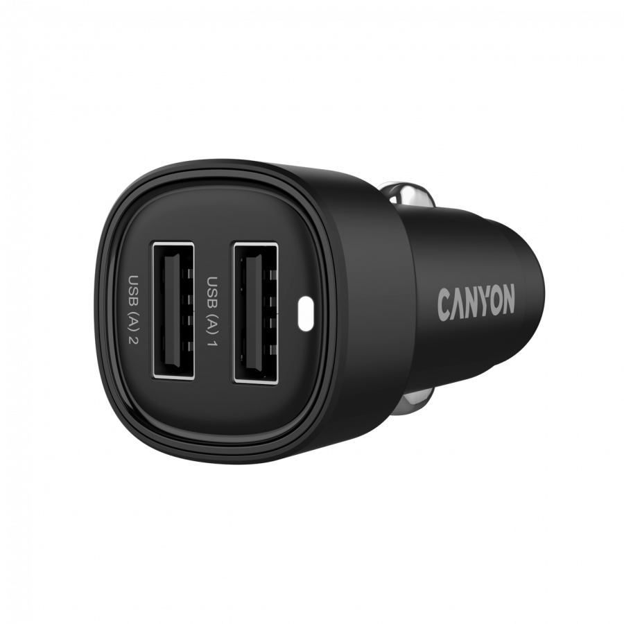 CANYON car charger OnDrive 24 24W 2xUSB-A Black [2]
