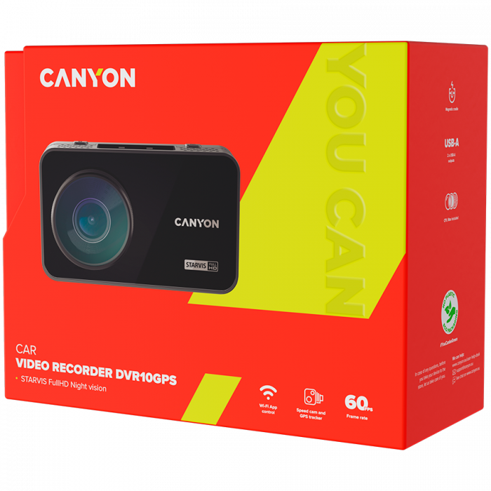 CANYON car recorder DVR10GPS FullHD 1080p Wi-Fi GPS Black [11]