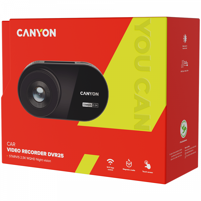 CANYON car recorder DVR25 WQHD 2.5K 1440p Wi-Fi Black [11]