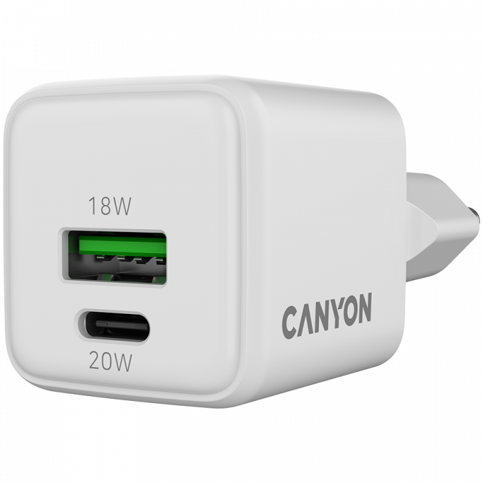 CANYON charger CU20AC GaN 20W 1xPD 1xQC EU White [3]