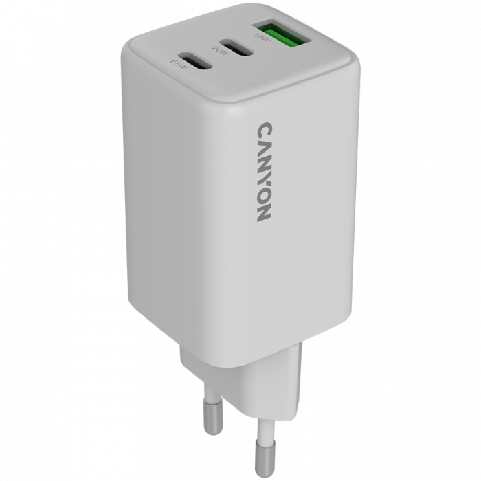 CANYON charger CU65ACC GaN 65W 2xPD 1xQC EU White [1]