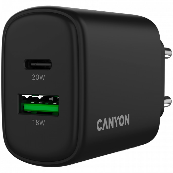 CANYON charger OnCharge 200 20W 1xPD 1xQC EU Black [5]