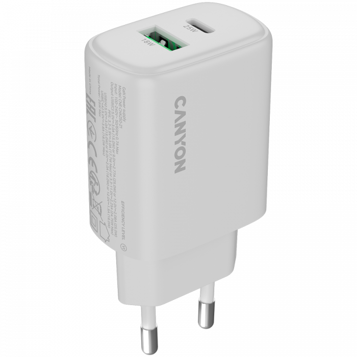 CANYON charger OnCharge 250 25W 1xPD 1xQC EU White [1]
