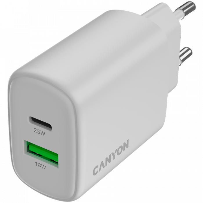 CANYON charger OnCharge 250 25W 1xPD 1xQC EU White [4]