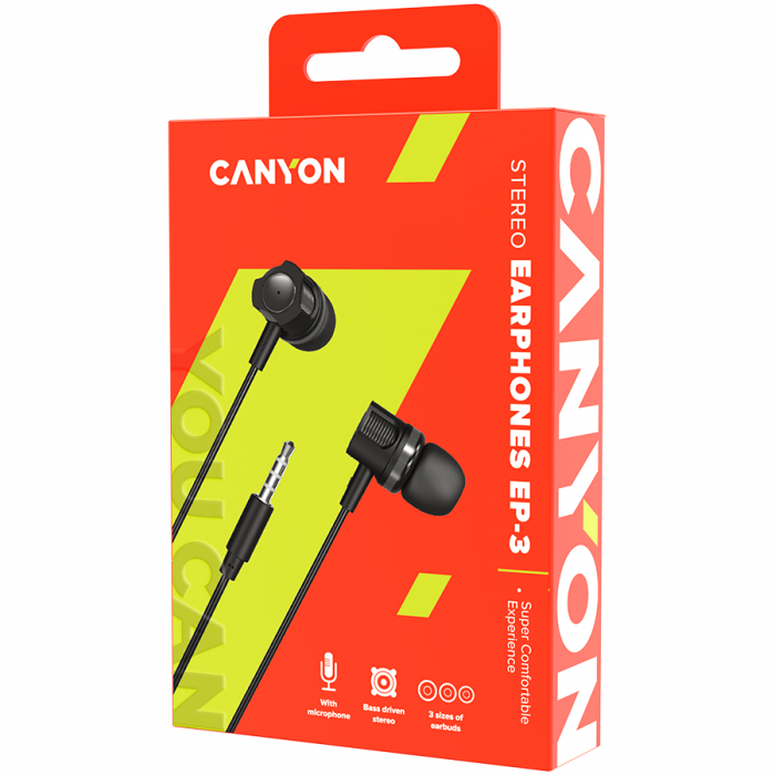 CANYON headphones EP-3 Mic 1.2m Dark Grey [3]