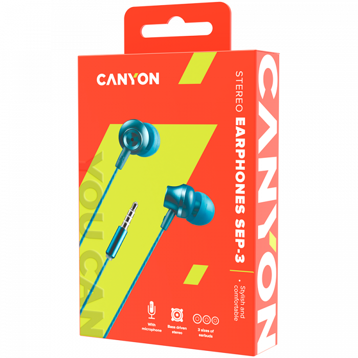 CANYON headphones SEP-3 Mic 1.2m Blue Green [3]