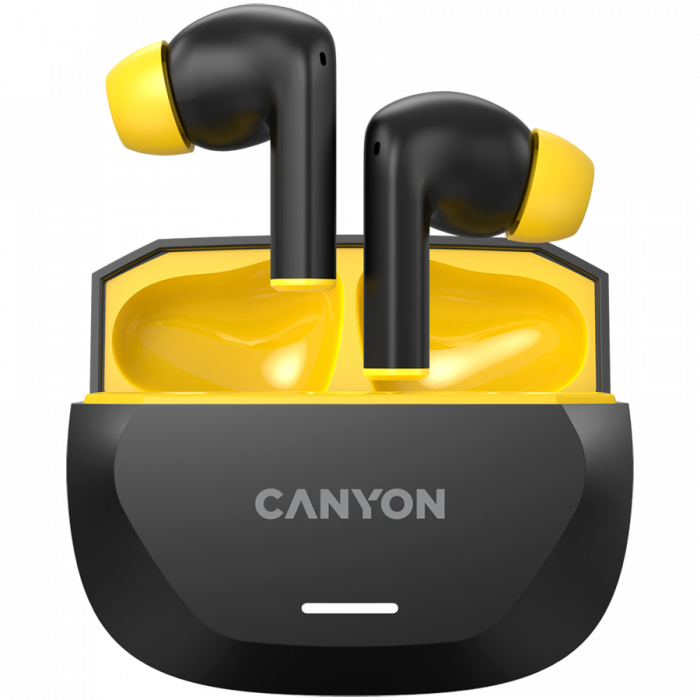 CANYON headset HEXAGON 7 TWS ANC+ENC Wireless Charge Black Yellow [1]