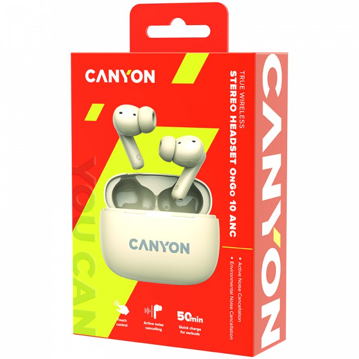 CANYON headset OnGo TWS-10 ANC+ENC Beige [9]