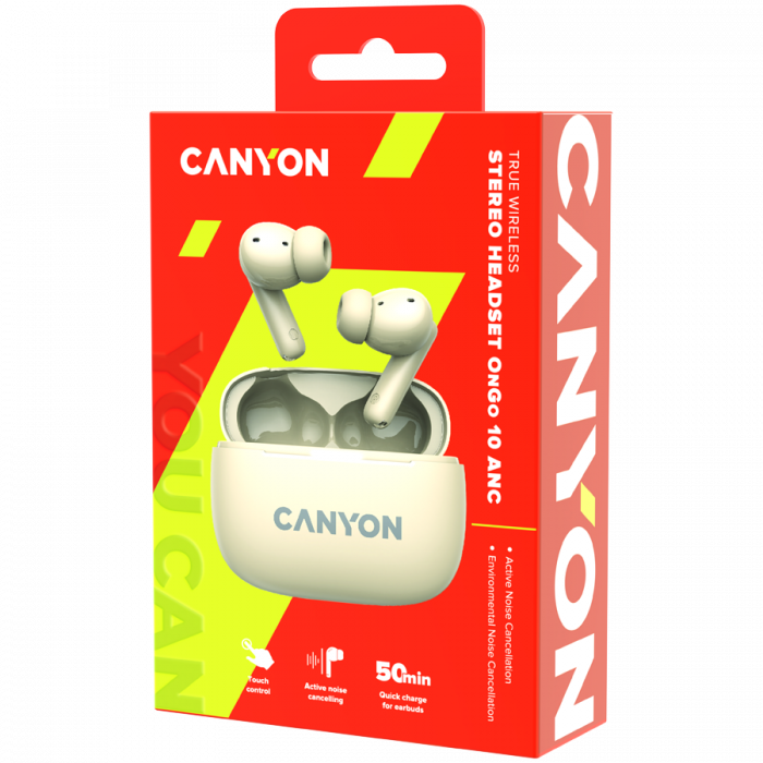 CANYON headset OnGo TWS-10 ANC+ENC Beige [8]