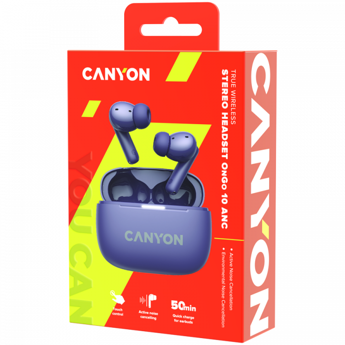 CANYON headset OnGo TWS-10 ANC+ENC Purple [8]