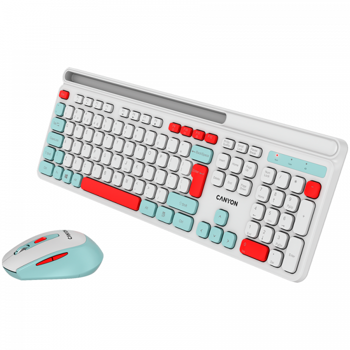 CANYON HSET-W5 EN Keyboard+Mouse AAA+AA Wireless White [2]